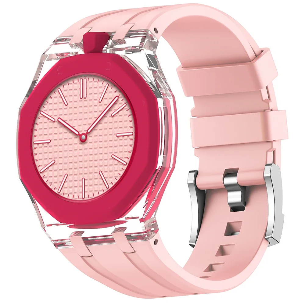 Transparentes Gehäuse + Modifikationsset mit Flüssigsilikonarmband für Swatch X AP Royal Pop Uhrenarmband Swatch X AP Royal Pop Correa – Detail 18