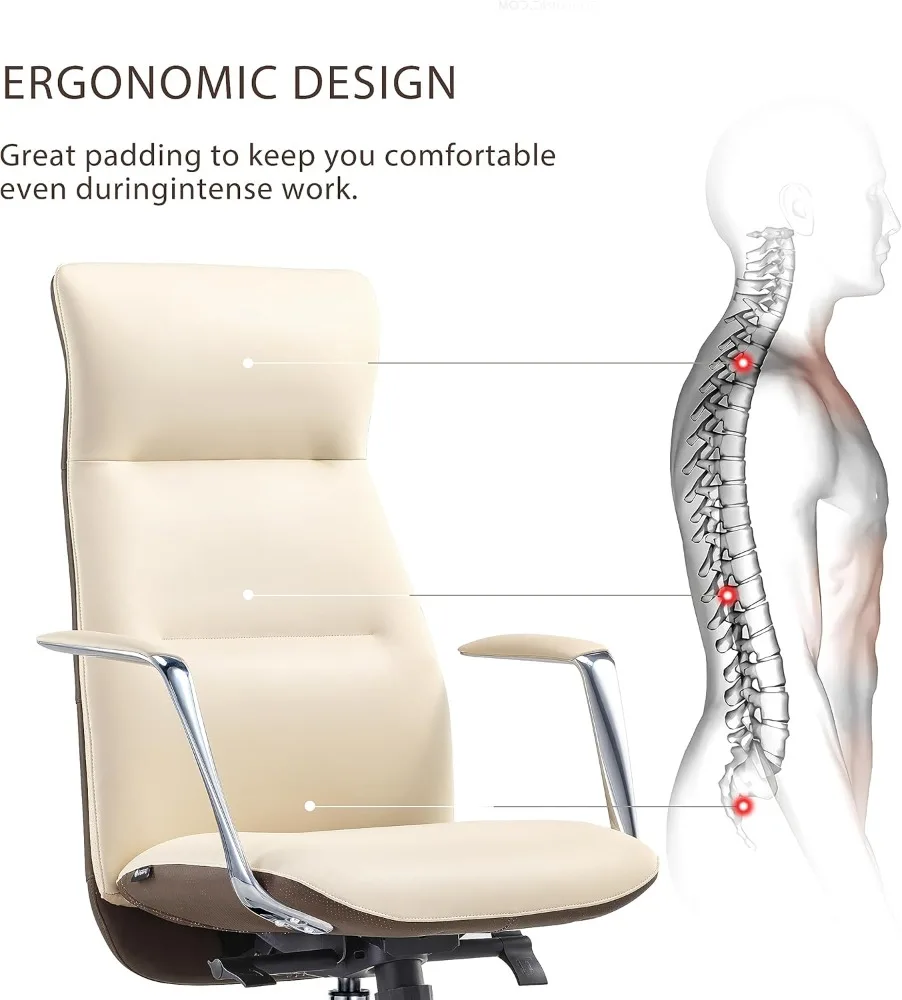 เก้าอี้สํานักงานตามหลักสรีรศาสตร์พนักพิงสูงพร้อมหนังซิลิโคน ขนาดใหญ่และสูง หมุนได้แบบปรับได้สําหรับโฮมออฟฟิศ