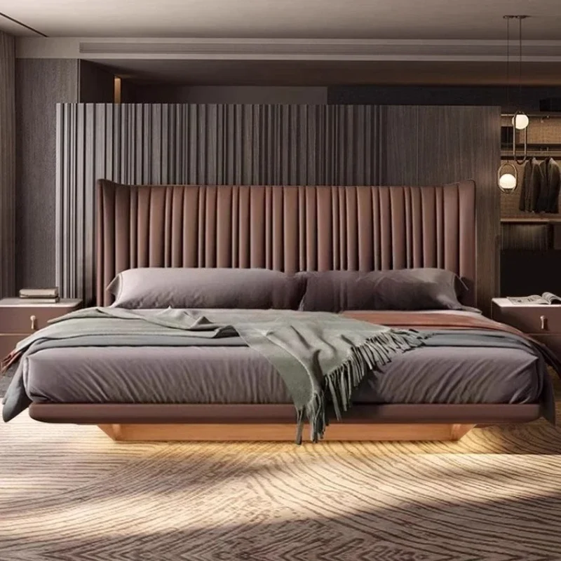 Luxury Wooden Double Bed Headboard Frame Twin Bed Furniture for Master Bedroom