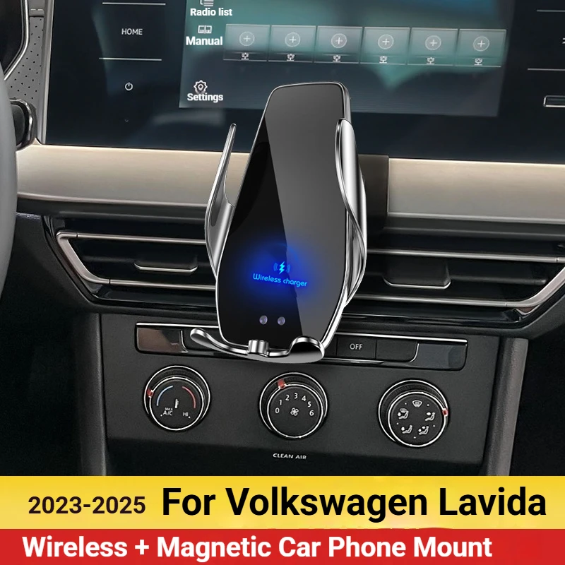 Suporte para Celular com Carregador Sem Fio para Volkswagen Lavida 2023-2025, Suporte para GPS