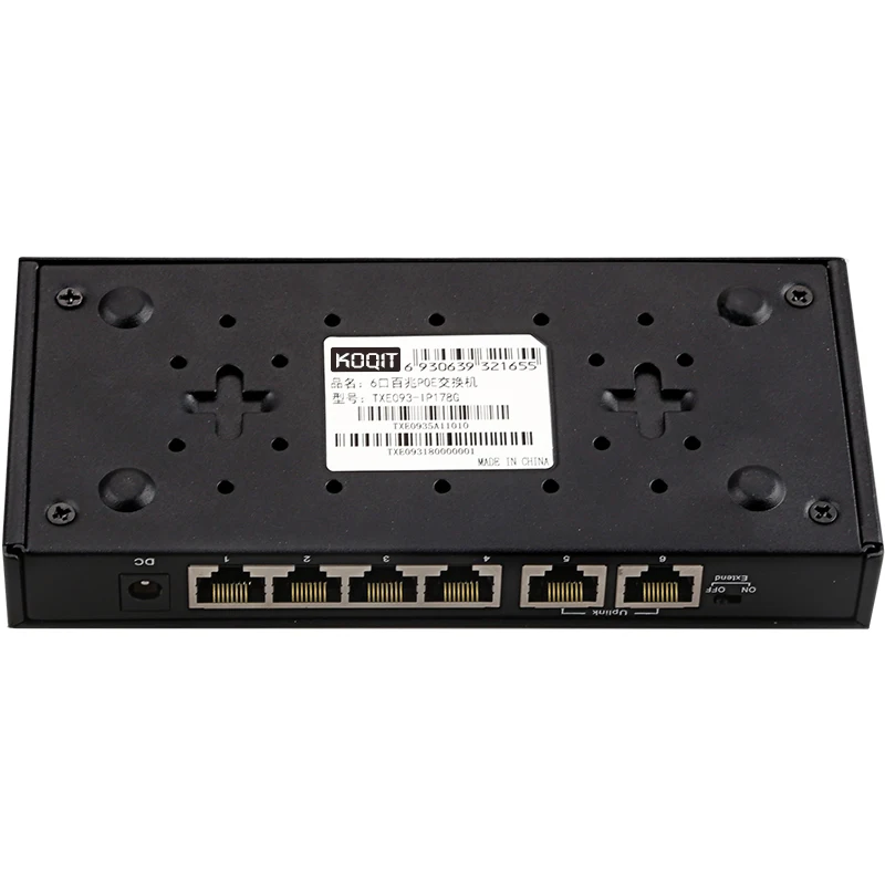Duplo uplink poe switch rede switch ethernet hub rj45 100mbps switch poe 4 + 2 porto amplificador extensor monitor nvr câmera de vídeo