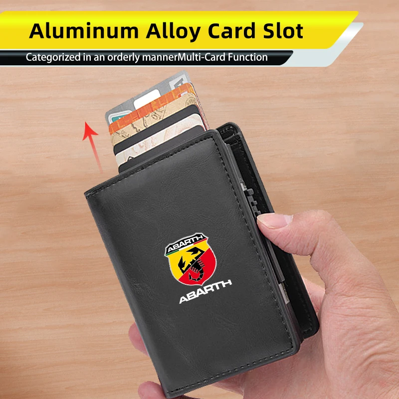 Car Men's Wallet Leather Pop-Up Card Holder Coin Purse Accessories For FIAT 500 Grande Punto UNO Tipo Stilo Astra Bravo