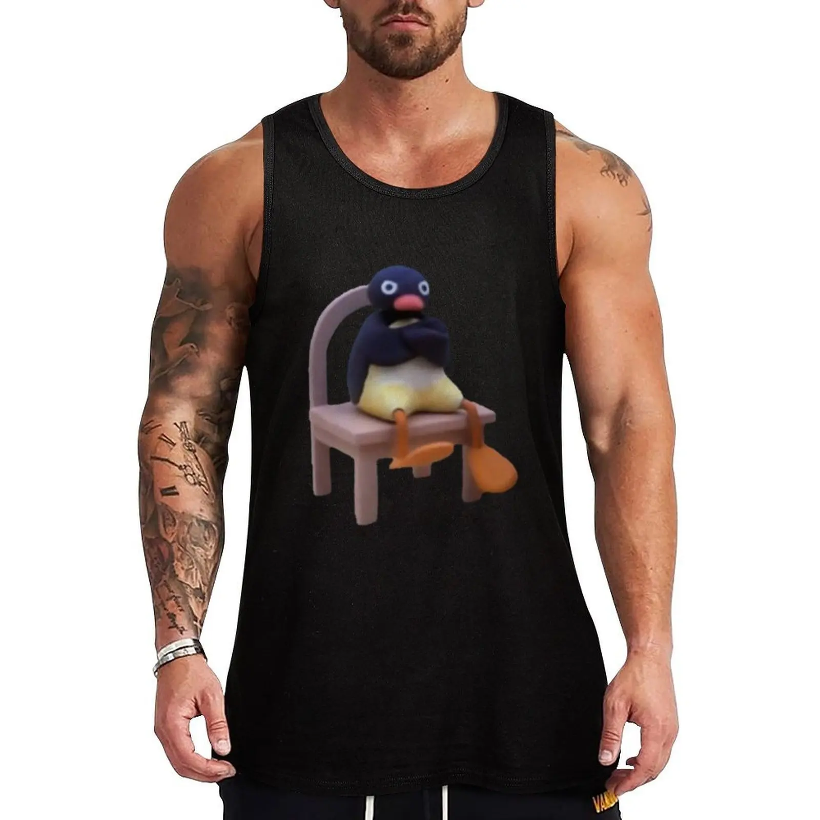 

BeepPeep Angry Pingu Tank Top Men's gym t-shirts gym for men Sleeveless top