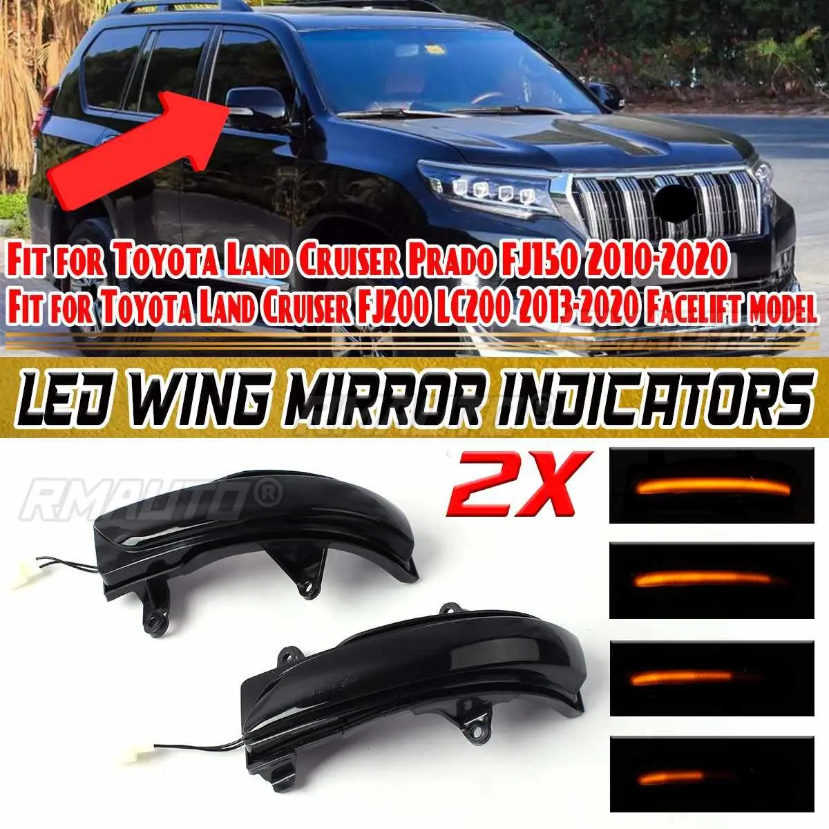 

LC200 FJ200 Turn Signal Light LED Side Mirror Sequential Lamp Blinker For Toyota Land Cruiser LC200 FJ200 Prado FJ150 2010-2020