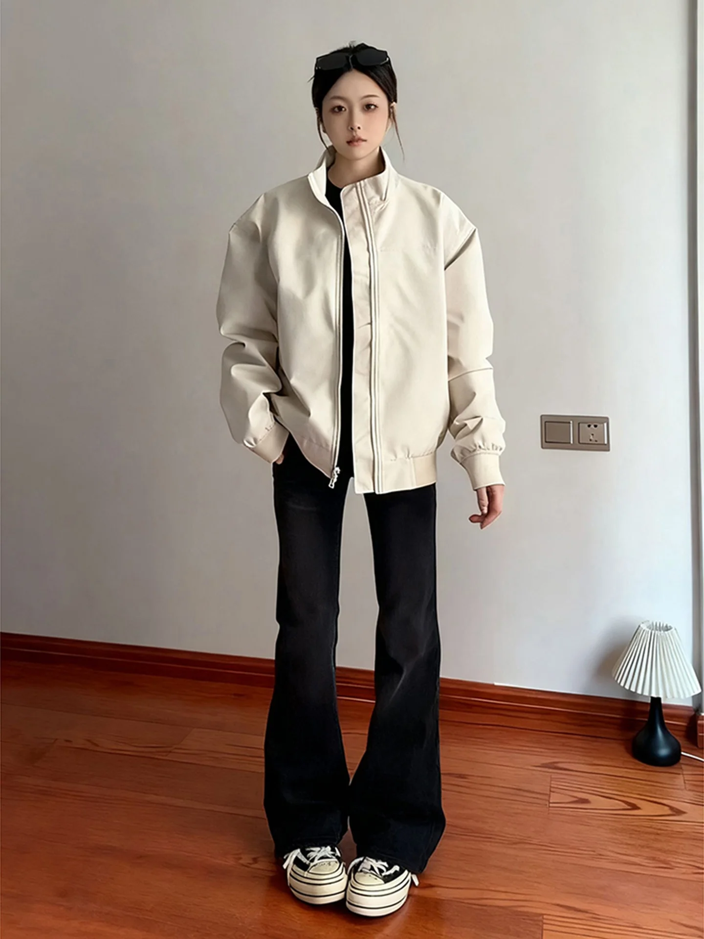 

Мужская высококачественная куртка-бомбер White American Pilot Jaet для осени и зимы, с воротником-стойкой, верхняя одежда, рабочая одежда, бейсбольная форма...