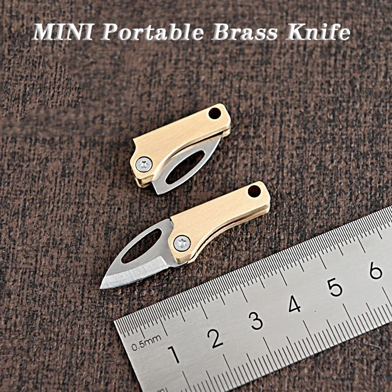 Brass Mini Knife Pocket Letter Opener Unpacking Express EDC Camping Outdoor Knife Gift Key Pendant Emergency Tool  Folding Knife