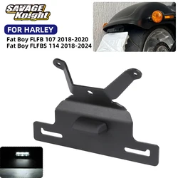 License Plate Holder For Harley FAT BOY FLFB 107 FLFBS 114 2018-2024 Motorcycle Tail Tidy Fender Eliminator LED License Support