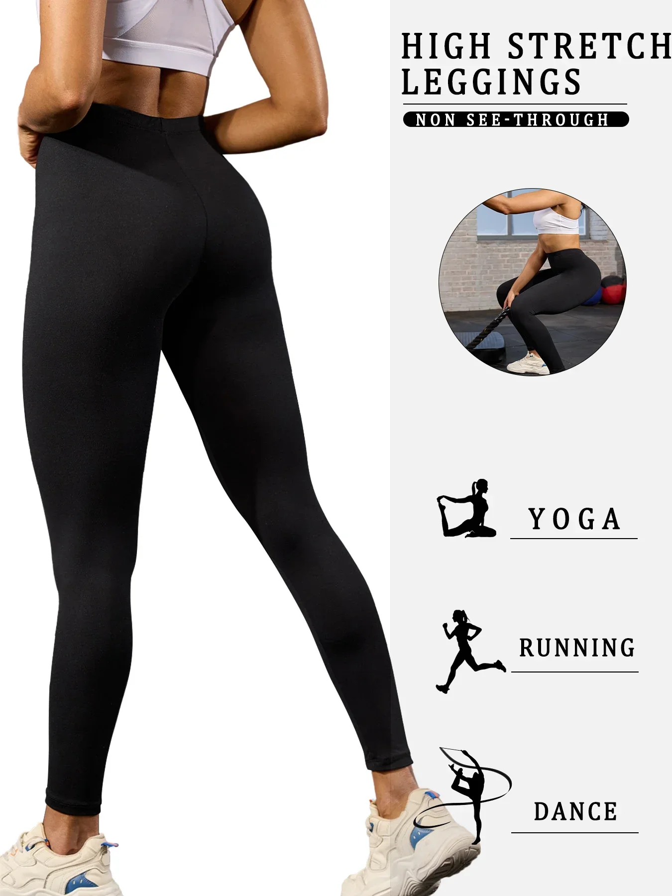 

3 Pack Women's Super Soft Leggings High Elasticity No See Through Workout Yoga Running Athletic Push Up Gym Fitness Leggings