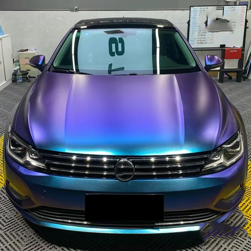 ماتي الأرجواني الأزرق اللؤلؤ بريق معدني الحرباء الفينيل التفاف فيلم سيارة ملصق يدوي الصنع ملصق مائي مع إطلاق الهواء ذاتية اللصق #6