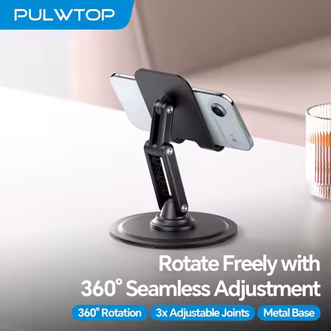 Suporte para Telefone Robusto, Ajustável e Dobrável para Sua Mesa. Com tecnologia 360 ° Compatibilidade Universal e Rotação para Todos os iPhones