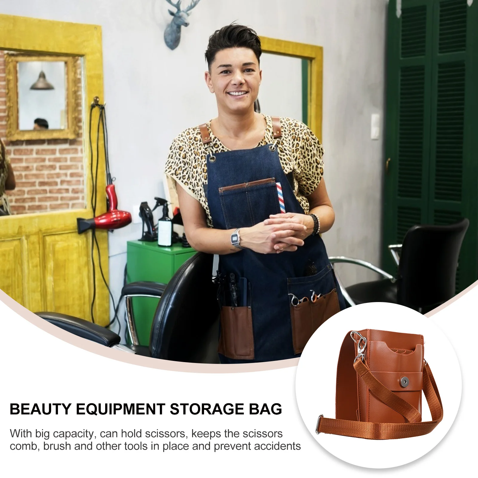 

Сумка для ножниц для салона, регулируемый ремень, стильный и простой дизайн, подходит для парикмахерских поездок и работы на открытом воздухе, большая вместимость