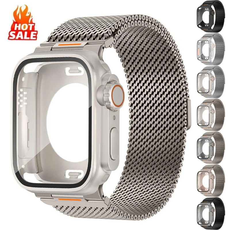 Magnetisches Armband + Hülle für Apple Watch Series 11 10 46mm Metallband für iWatch 9 8 7 6 5 4 SE 45/44mm Kratzfestes Ac