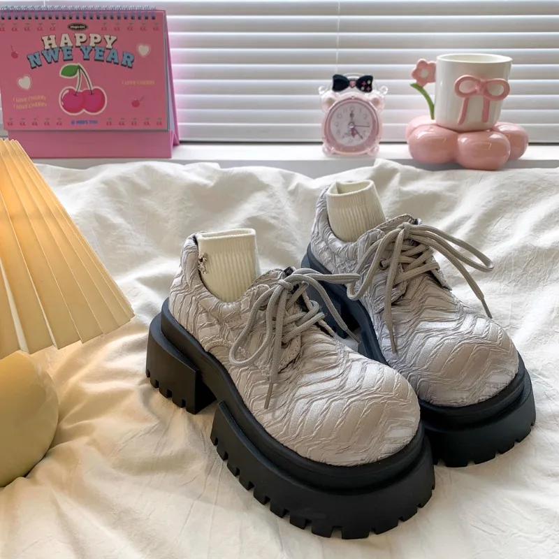 

Women's Retro Thick Bottom round Toe Loafers Color Rubbing Casual Shoes Comfortable Breathable PU Leather Fashionable