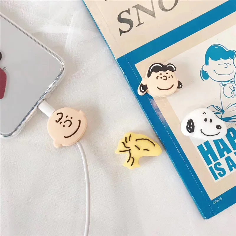 1Pcs Snoopy Charlie Charger Cable Data Protector Earphone Wire Cord Protection Cover for Iphone Data Cable Break-Resistant Gift