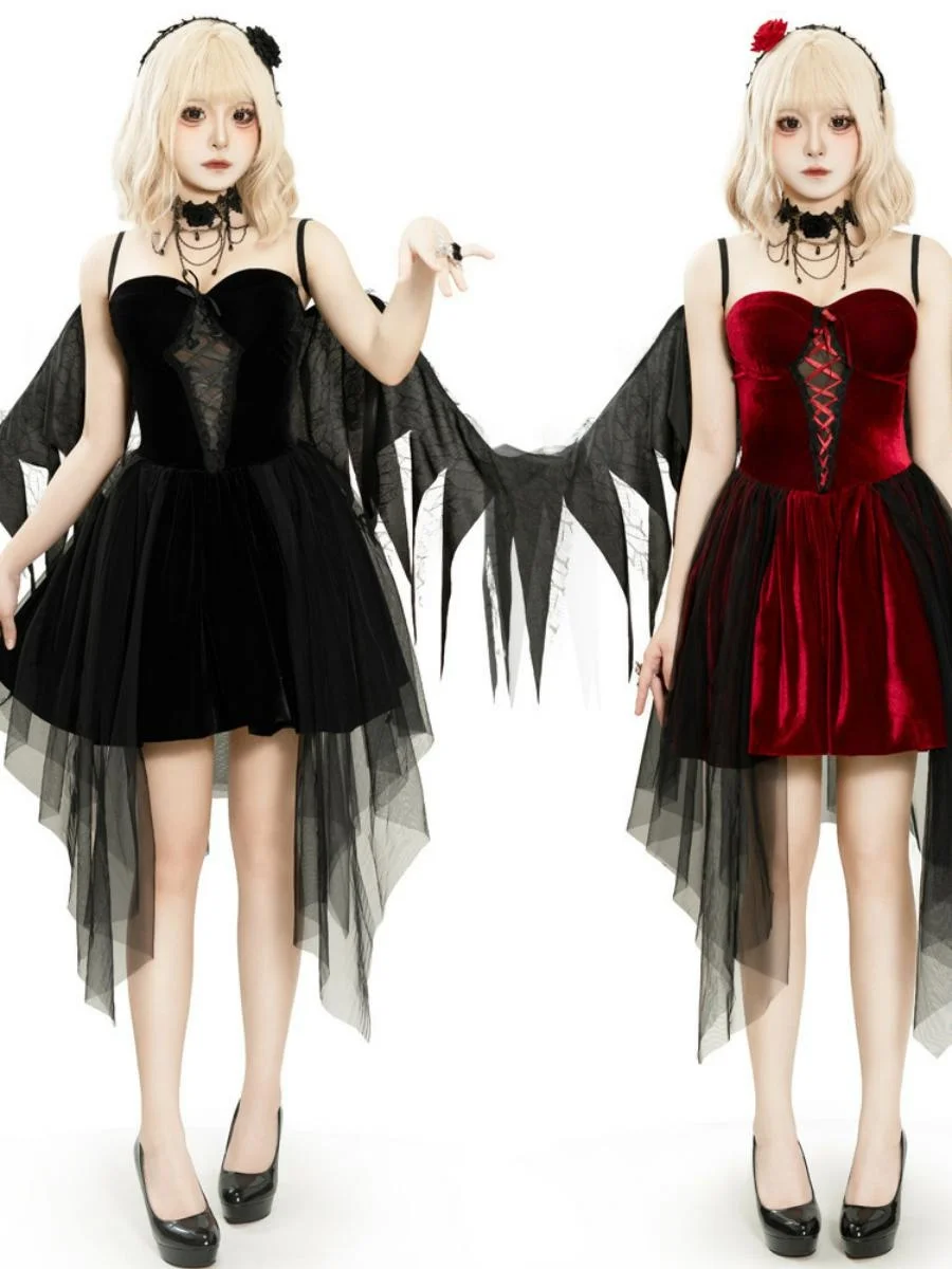 

k Angel Red Devil loween Cosplay Dr Set Women's Role-plang Costume Cotton Material Traditional Chinese Stage Costume