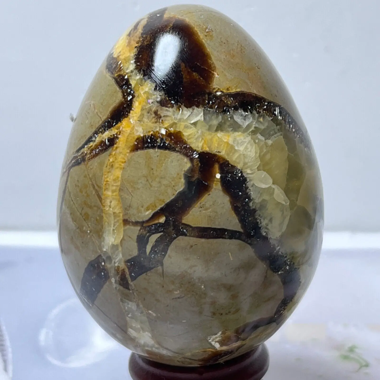 Natural Turtle Back Stone, Egg Shape, Dragon Crystal, Crack Mineral Specimen, Quartz Mineral Treatment, Degaussing Decoration