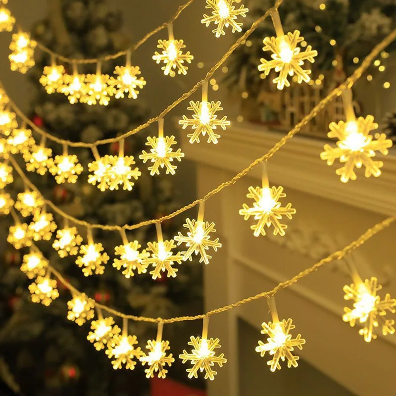 Schneeflocken-Lichterkette, LED-Girlande, USB/batteriebetrieben, Weihnachtsbaum-Licht, ästhetische Raumdekoration, Hochzeit, Party, Neujahr