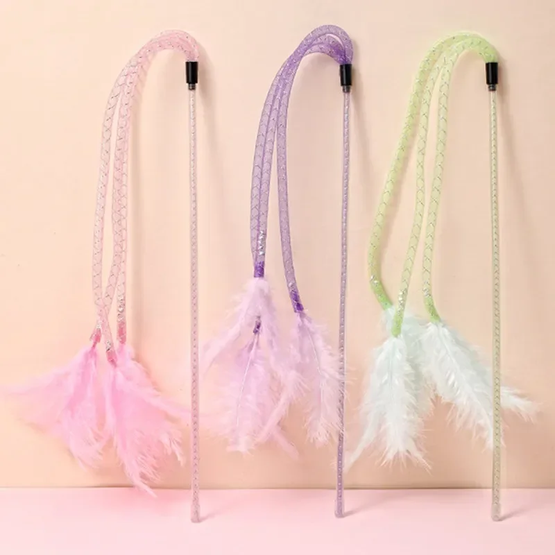 

Cat Toy Self Hi Feather Toys for Cats Playing Stick Bite Resistant Cat Toys Interactive Funny Cats Toy with Bell Pet Products