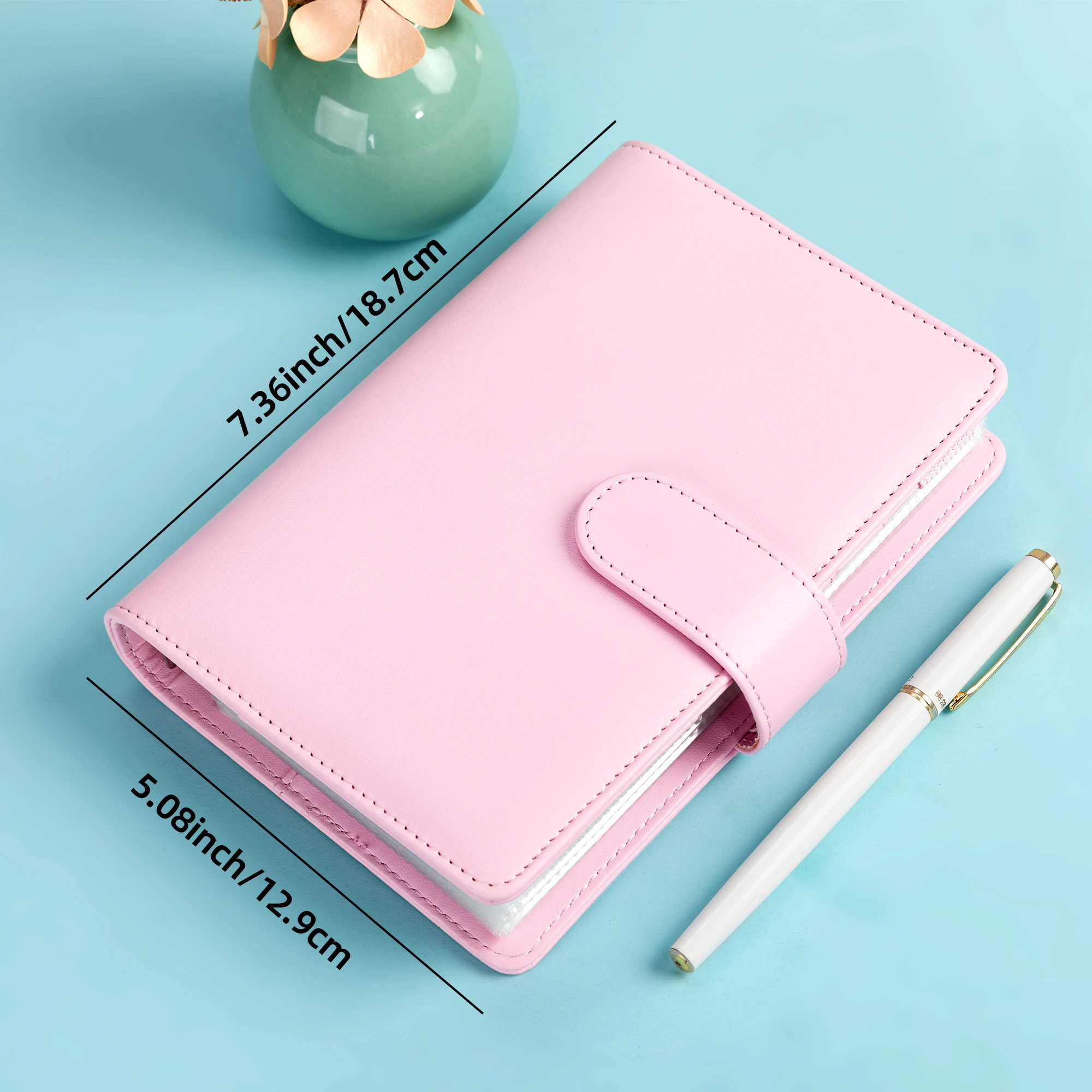 Бюджетный планировщик из искусственной кожи с конвертами для наличных денег и страницами план. Цветной блокнот с карманами для переплета формата А6 на молнии и бумагами для этикеток.