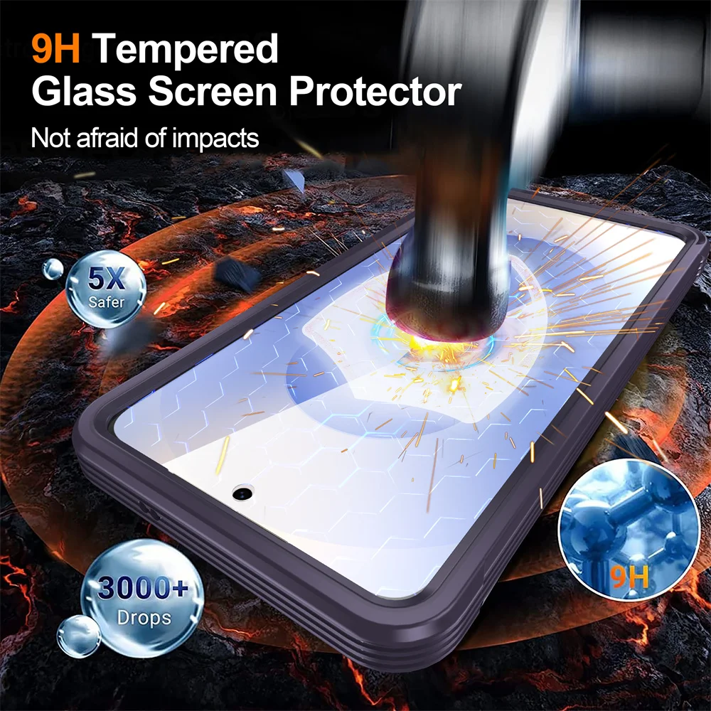 

Двухслойный защитный чехол на 360° для Samsung S23 S24 FE S25 Plus S24 Ultra A16 A36 A56 S25edge A55, противоударный чехол MagSafe