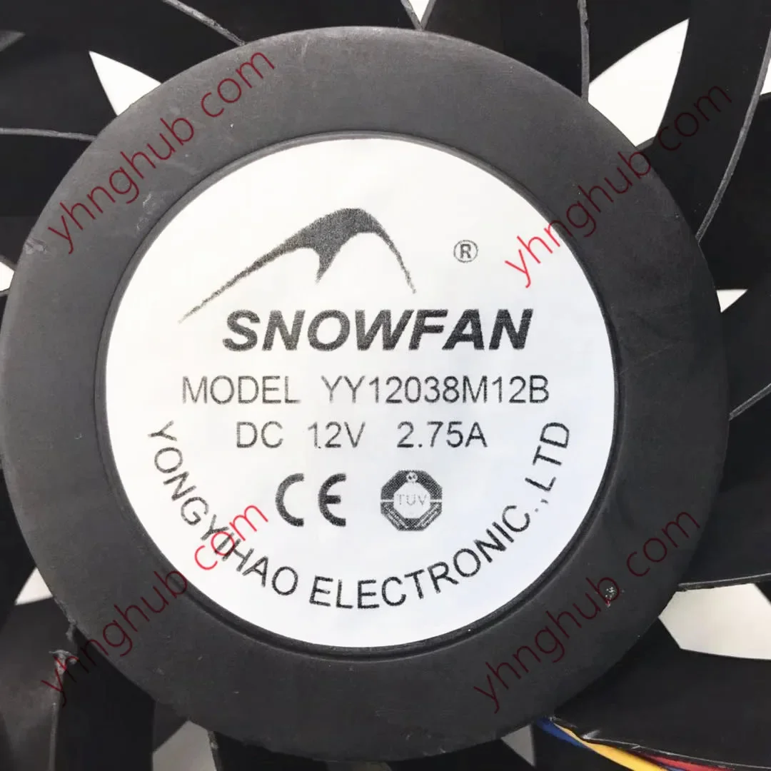 SNEEUWVENTILATOR YY12038M12B DC 12V 2,75A 120x120x38mm 4-draads vierkante serverventilator