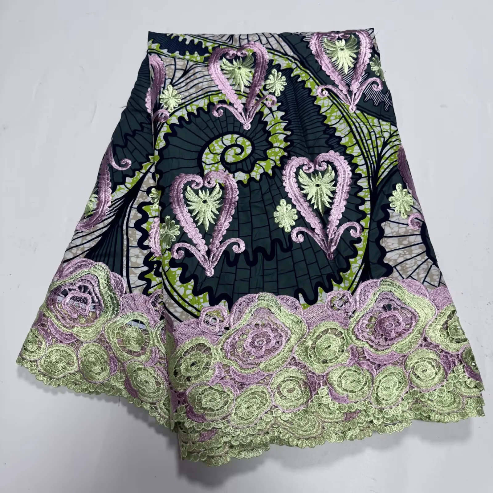 石の刺embroideredの装飾とワックスレースの生地、パーティーのイブニングドレスに適しています、最新の人気、高品質、繊細、n5628_z、6ヤード、2024
