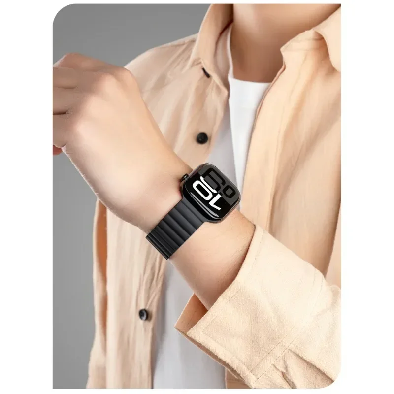 ซิลิโคนแม่เหล็กสําหรับ Apple Watch Ultra Band 49 มม.10 9 8 7 45 มม.41 มม.เข็มขัด iWatch 6 5 4 3 SE2 44 มม.40 มม.42 มม.Correa