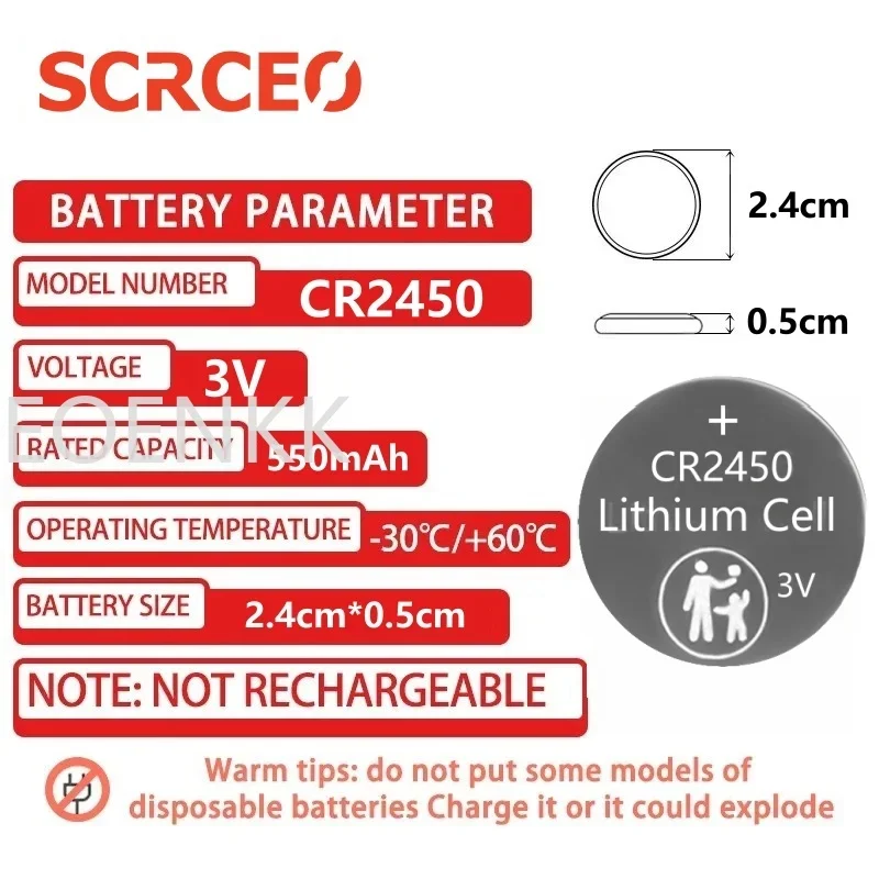 2-50PCS CR2450 3V Lithium Coin Cell Battery for Remote Controllers Garage Door Openers Calculators Thermometers BMW Car Key Fob