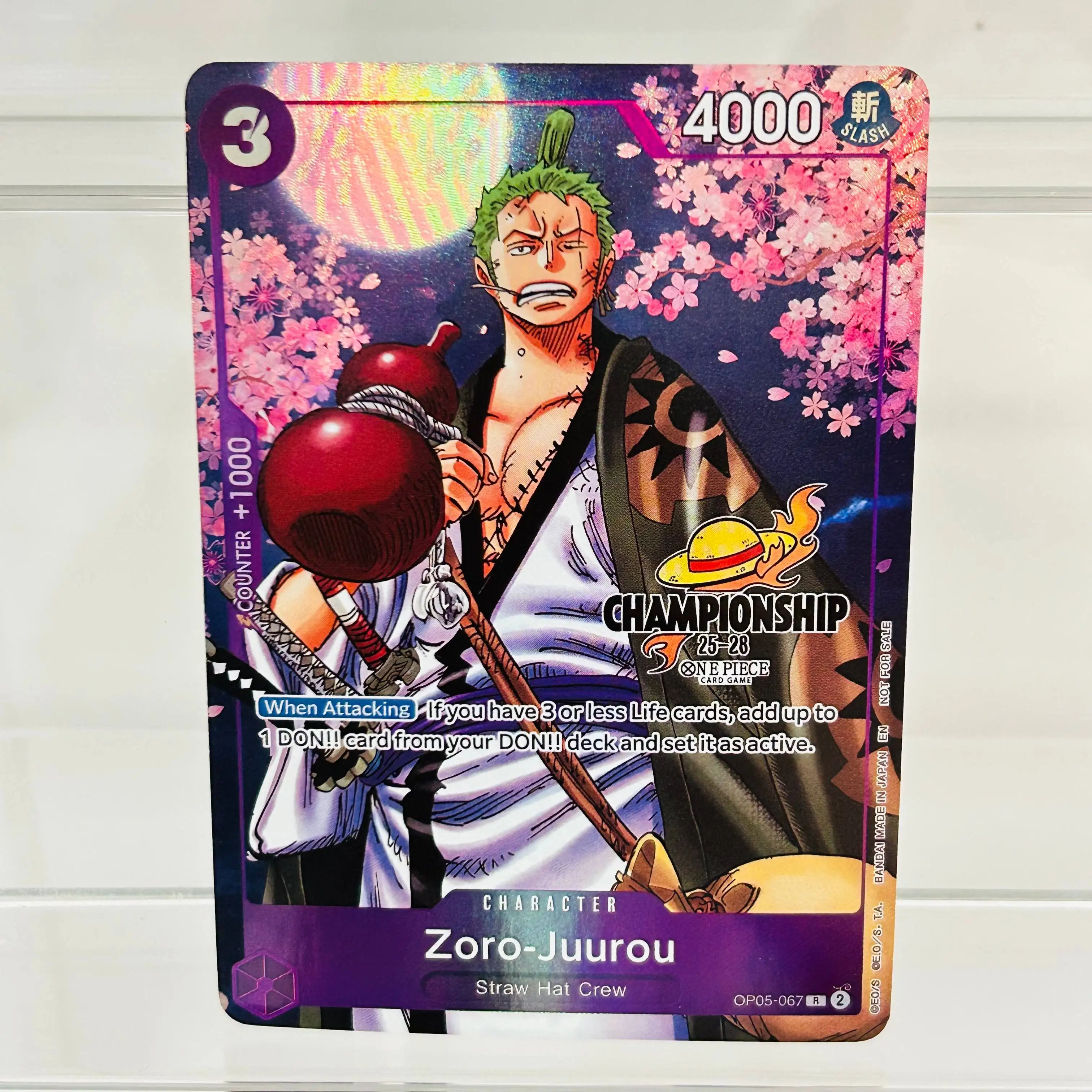 Tarjeta Coleccionable de Anime One Piece Zoro-Juurou OP05-067 en Inglés con Textura Holográfica en Perfecto Estado, Premium para DIY