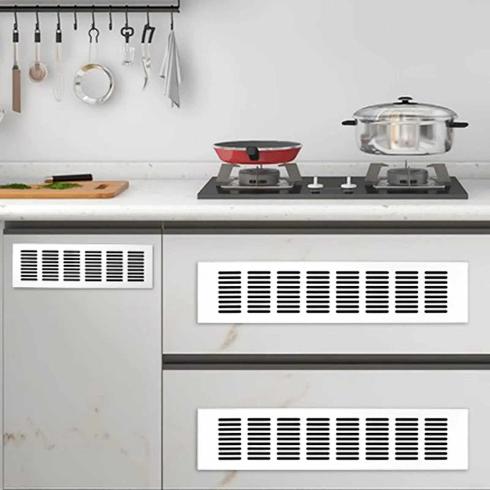 Indoor Vent Grate Aluminum Alloy Door Louver Aesthetic White Dual Sided for Bathroom Cabinet Bookshelf