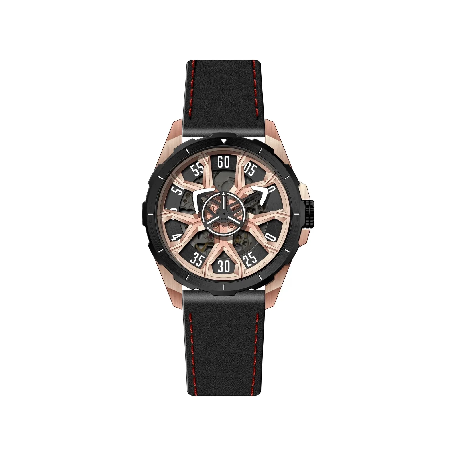 OBLVLO Men Automatic Watch 42mm Mechanical Wristwatch 50M Waterproof Sapphire Mirror Skeleton Carwheel Dial Miyota Mov