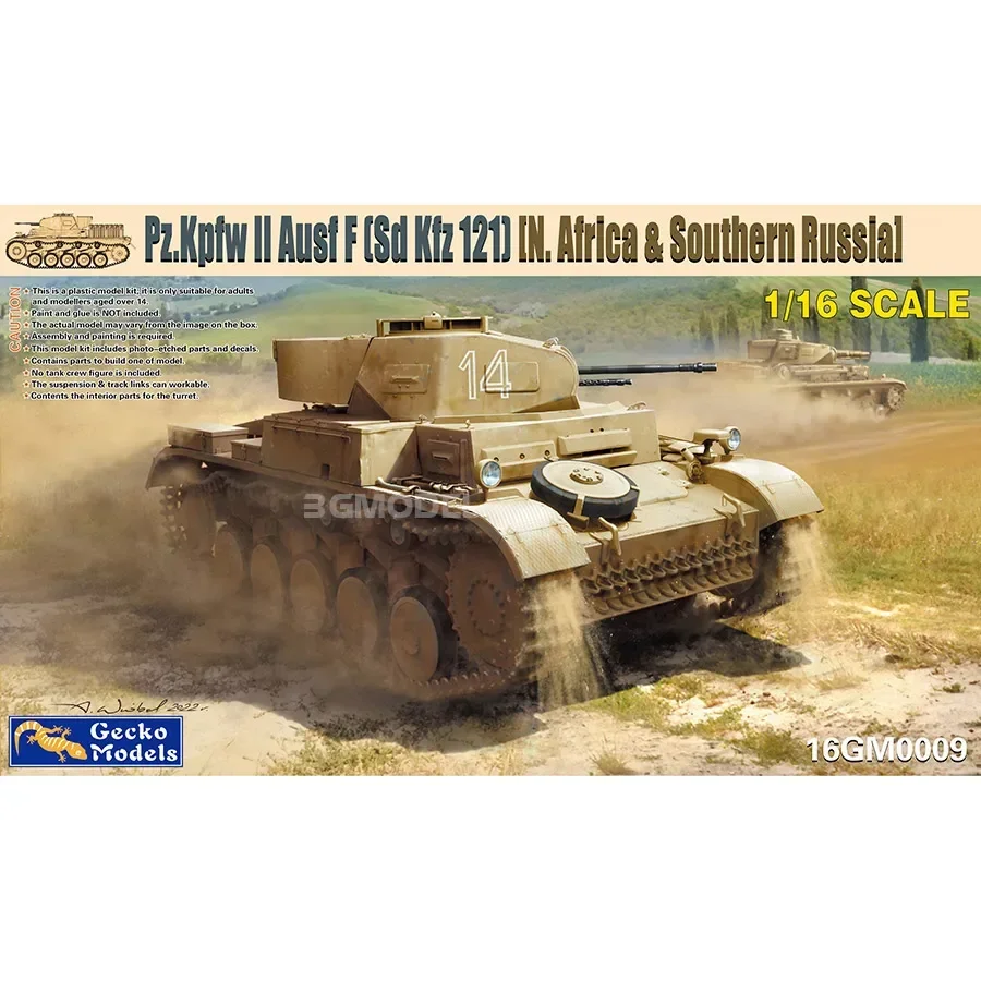 Gecko model   Plastic Assembly Scale Model Kit  16GM0009 Pz.kpfw II（Sd.Kfz.121）Ausf.F North Africa & Italian Front 1/16 Model