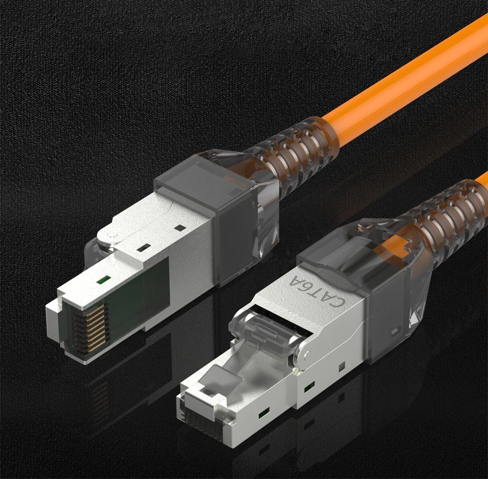 Shielded RJ45 Connector Cat7 Cat6a Tool-Free Zinc Alloy Ethernet Termination Plugs for 23AWG SFTP Cables Network Connector