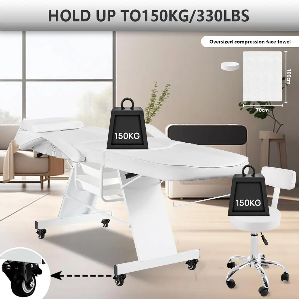 acial Chair with Wheels Tattoo Chair 73inch Adjustable Tattoo Bed or Client Massage Table with Stool Massage Table acial Bed or