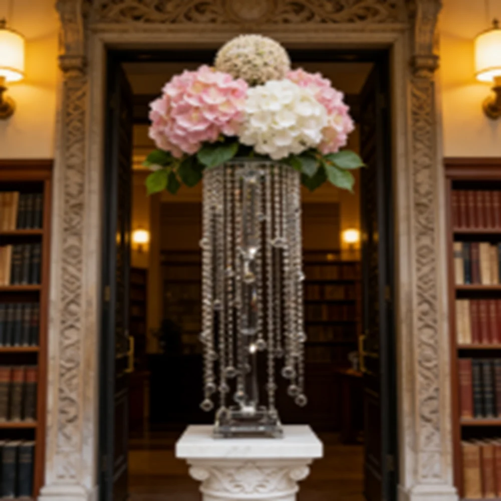 

Элегантная акриловая центральная подставка для цветов, украшение для мероприятий, хрустальная подставка для цветов, хрустальная бисерная ваза с ураганом, цветочная ваза Centerpie