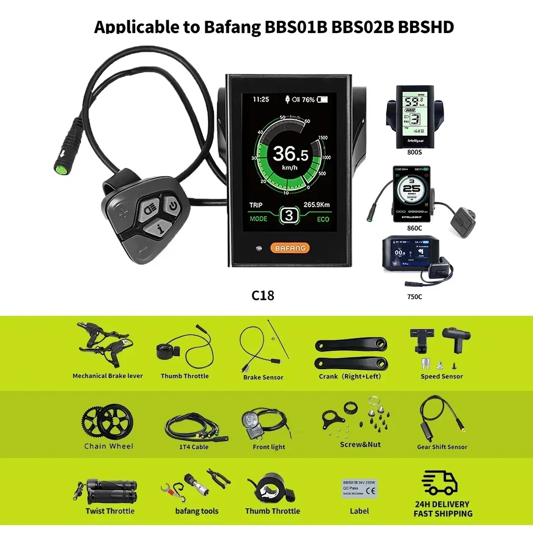 

BAFANG Gear Sensor Brake Sensor Speed Sensor Chain Wheel Crank 1T4 Cable C18 860C Display for Bafang BBS01B BBS02B E-Bike Motor