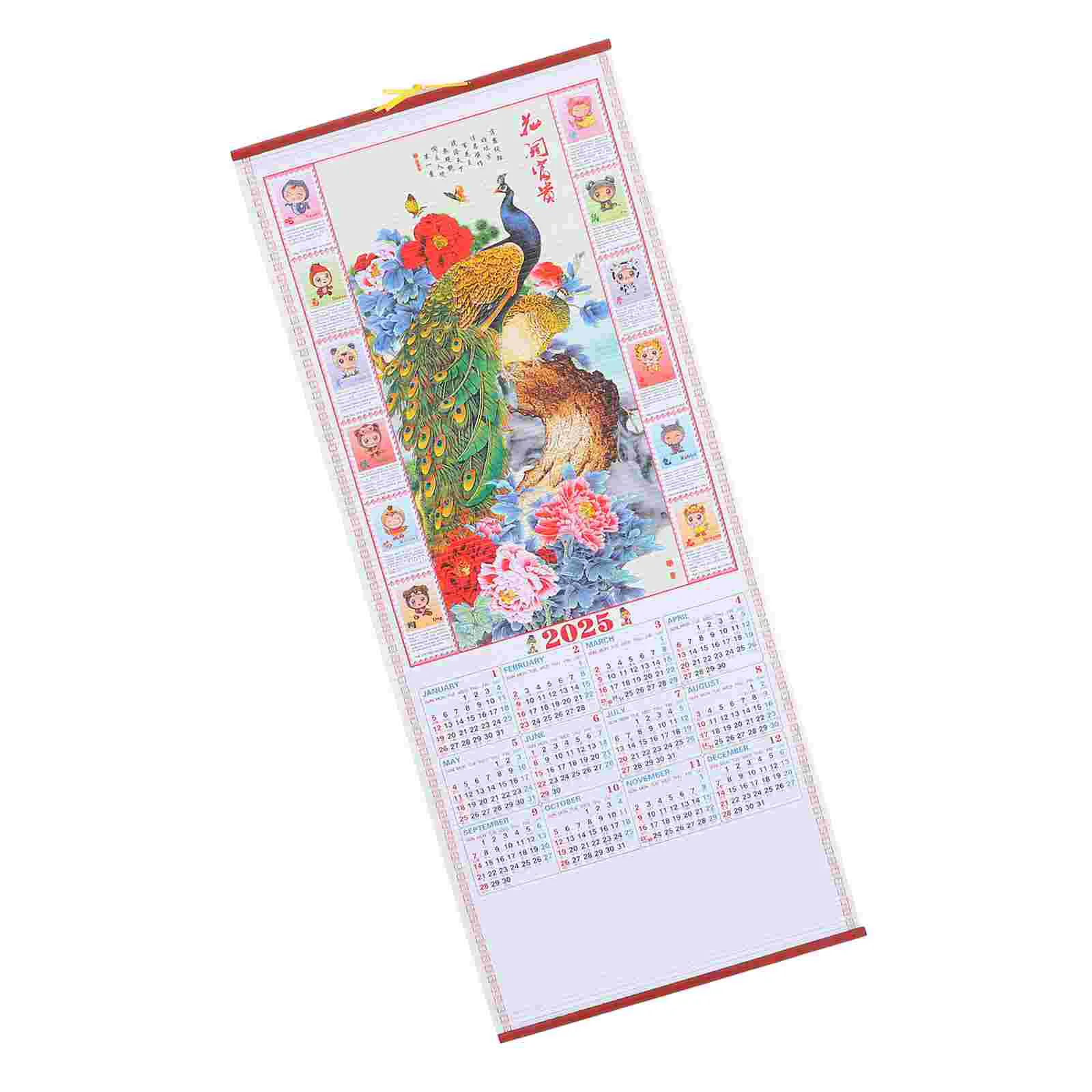 Imagem -06 - Calendário de Rolagem Suspenso 2025 Planejador Chinês Tradicional Parede Escritório Mensal Anual