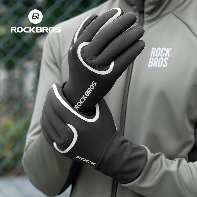 ROCKBROS zimowe ciepłe rękawiczki wiatroszczelne wodoodporne rowerowe rękawiczki sportowe ciepłe rękawiczki polarowe antypoślizgowe motocyklowe rękawice narciarskie