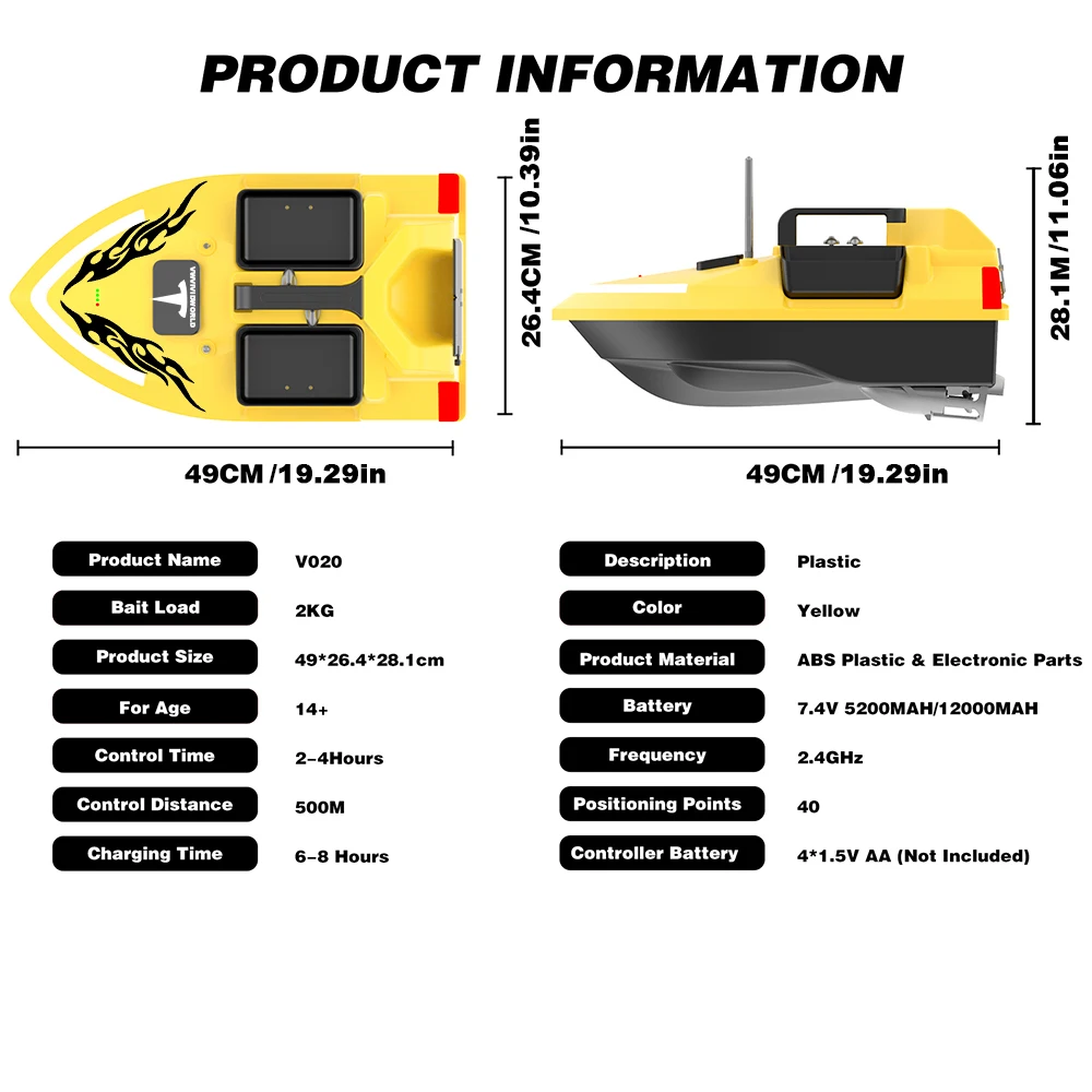 Imagem -05 - Vwvividworld-barco de Isca de Controle Remoto Fish Finder Bateria Dupla Barco rc 5200mah36000mah Novo 2023