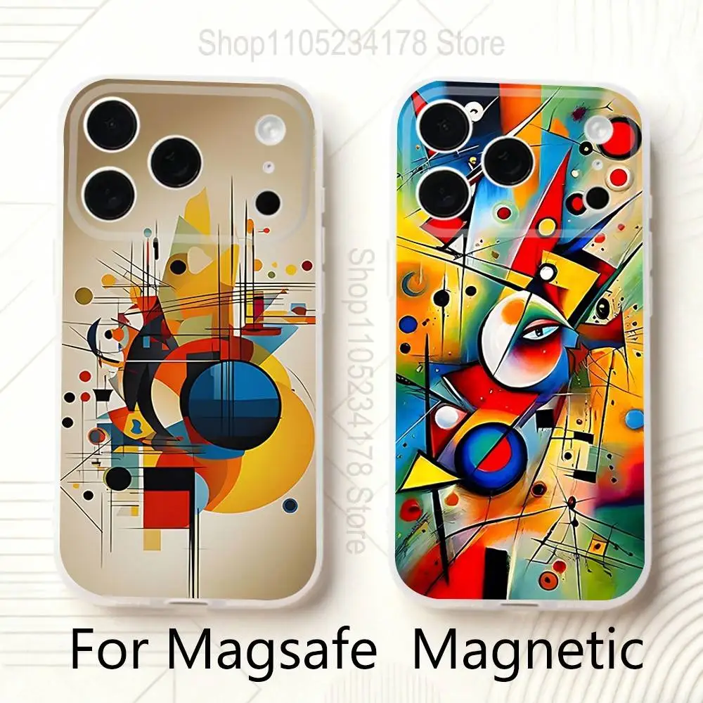 

W-Wassily Kandinsky Abstract Artistic For iPhone 11,12,13,14,15,17,16,Pro,Plus,E,Max,Air,Mini Clear Magnetic Frosted Cover