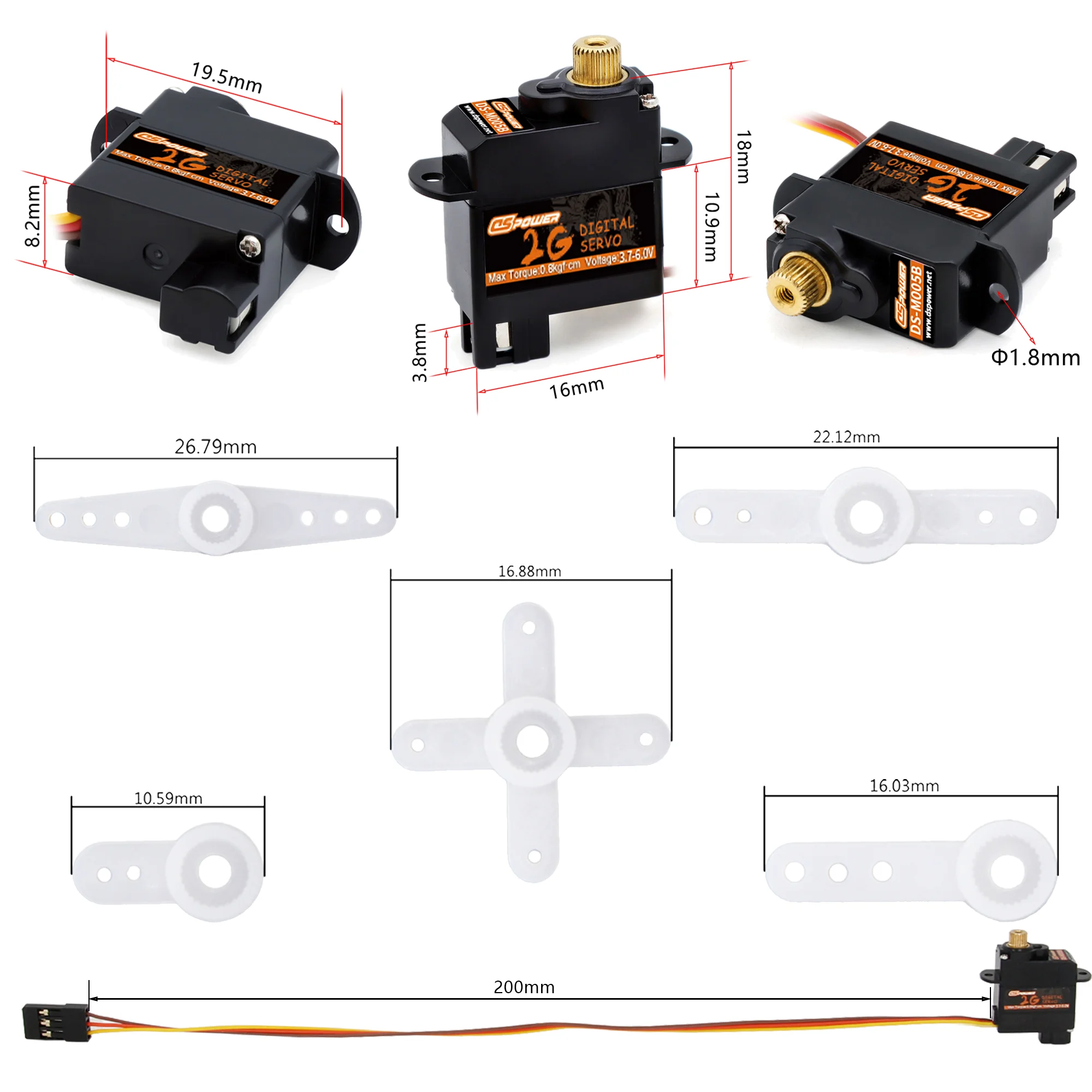 DSpower 2g 메탈 기어 마이크로 디지털 코어리스 모터 서보 4.8-6.0V RC 헬리콥터 비행기 보트 자동차 모델 액세서리 장난감 업그레이드용
