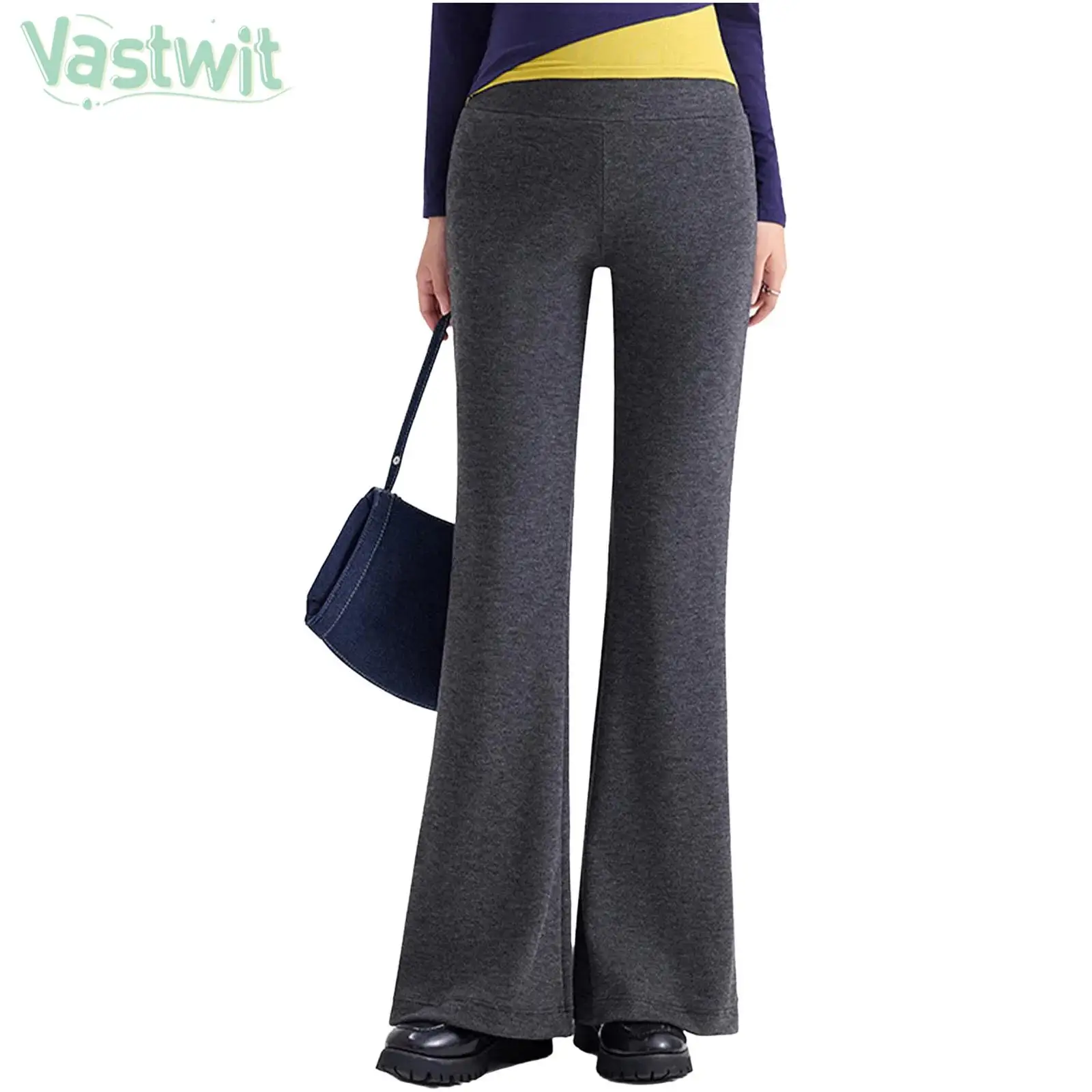 マタニティ暖かいフリース裏地付きヨガフレアパンツハイウエスト弾性ウエストバンドマタニティパンツカジュアル日常着ストリートウェア