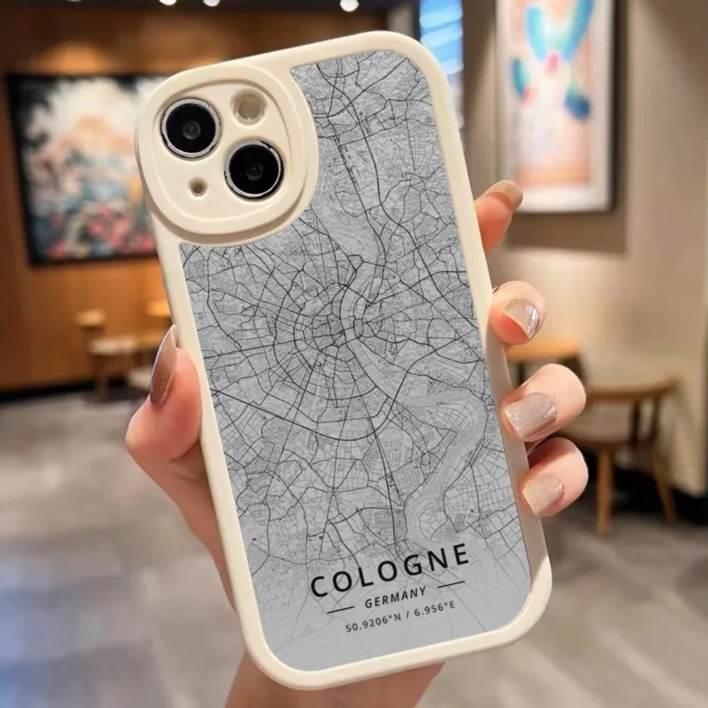 Paris Country Sketch City Map Phone Case new 2024 lambskin silicone For iPhone 15 14 11 12 13 Pro Max Mini X XR XS 8 Plus