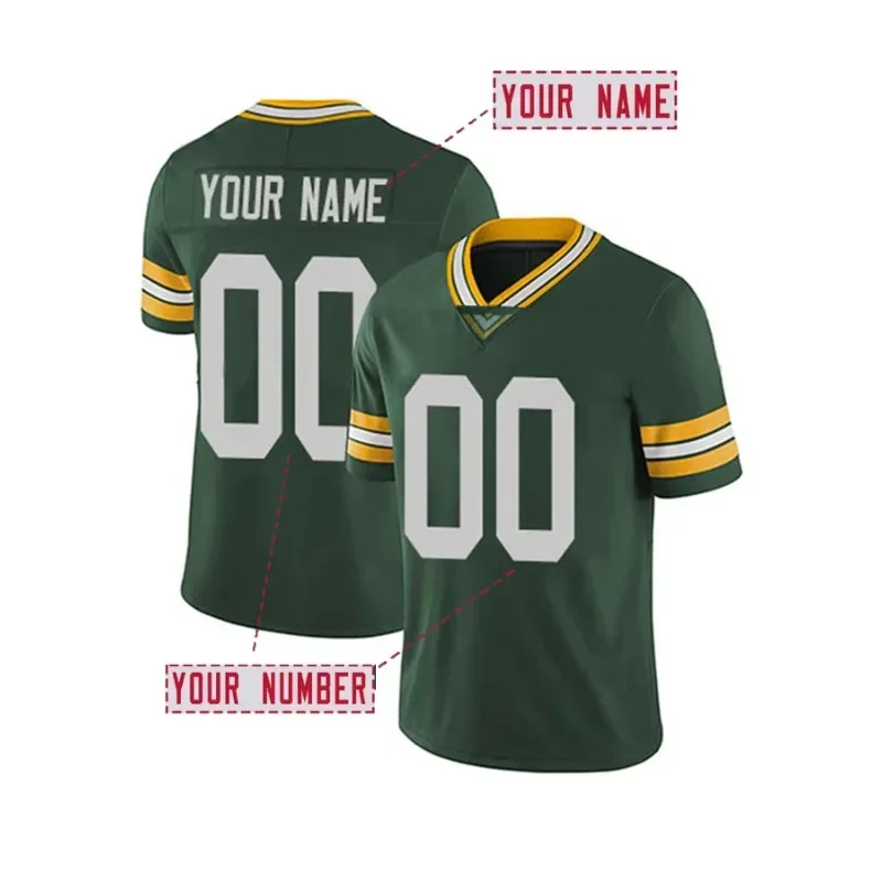 Customized Football Jersey Sports Uniform for Man Women Name&Number Stitched Personalized Green Bay Jersey Make Your Own DIY