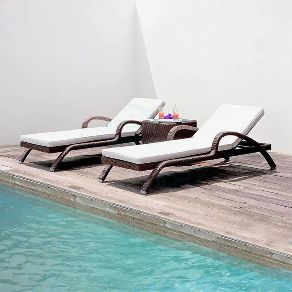 Outdoor bed recliner waterproof sunscreen swimming pool beach garden sun room balcony outdoor courtyard rattan recliner