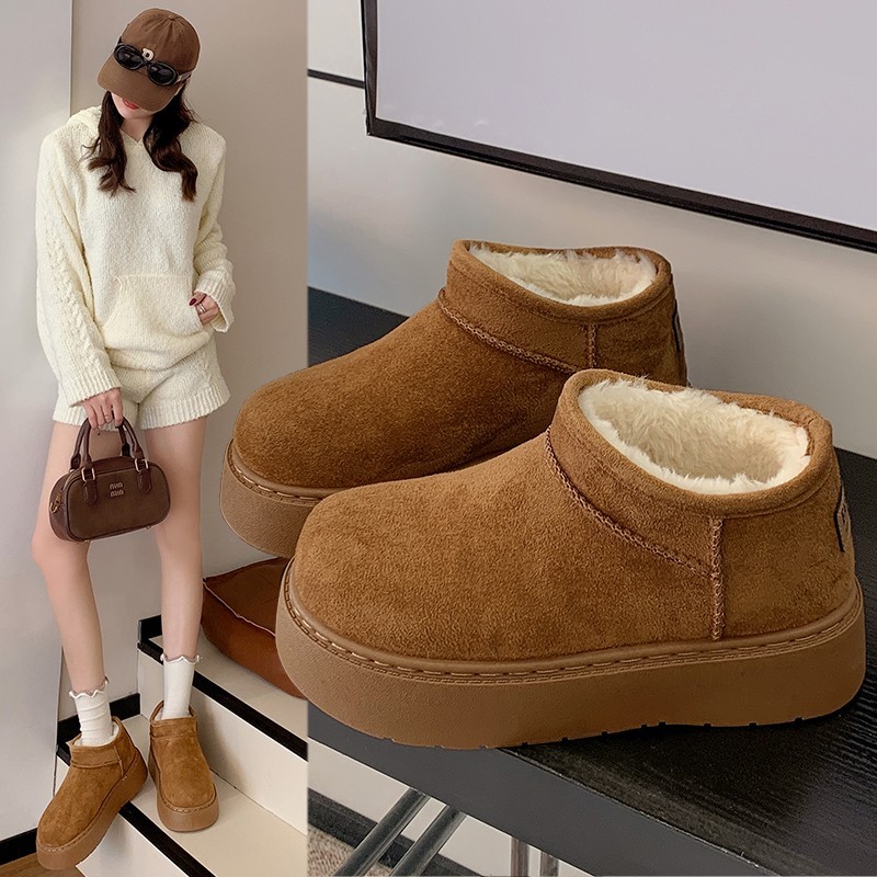 Fashion 2025 Women's Boots Plush Warm Cotton Boots Winter Suede Thick Soled Non-slip Woman Sneakers Casual Snow Boots 5142