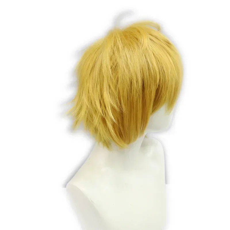 Golden Yellow/Light Orange Golden Denji Cosplay Wig Anime Chainsaw Man Denji Wigs 30cm Hair With Eyes Patch Props Men