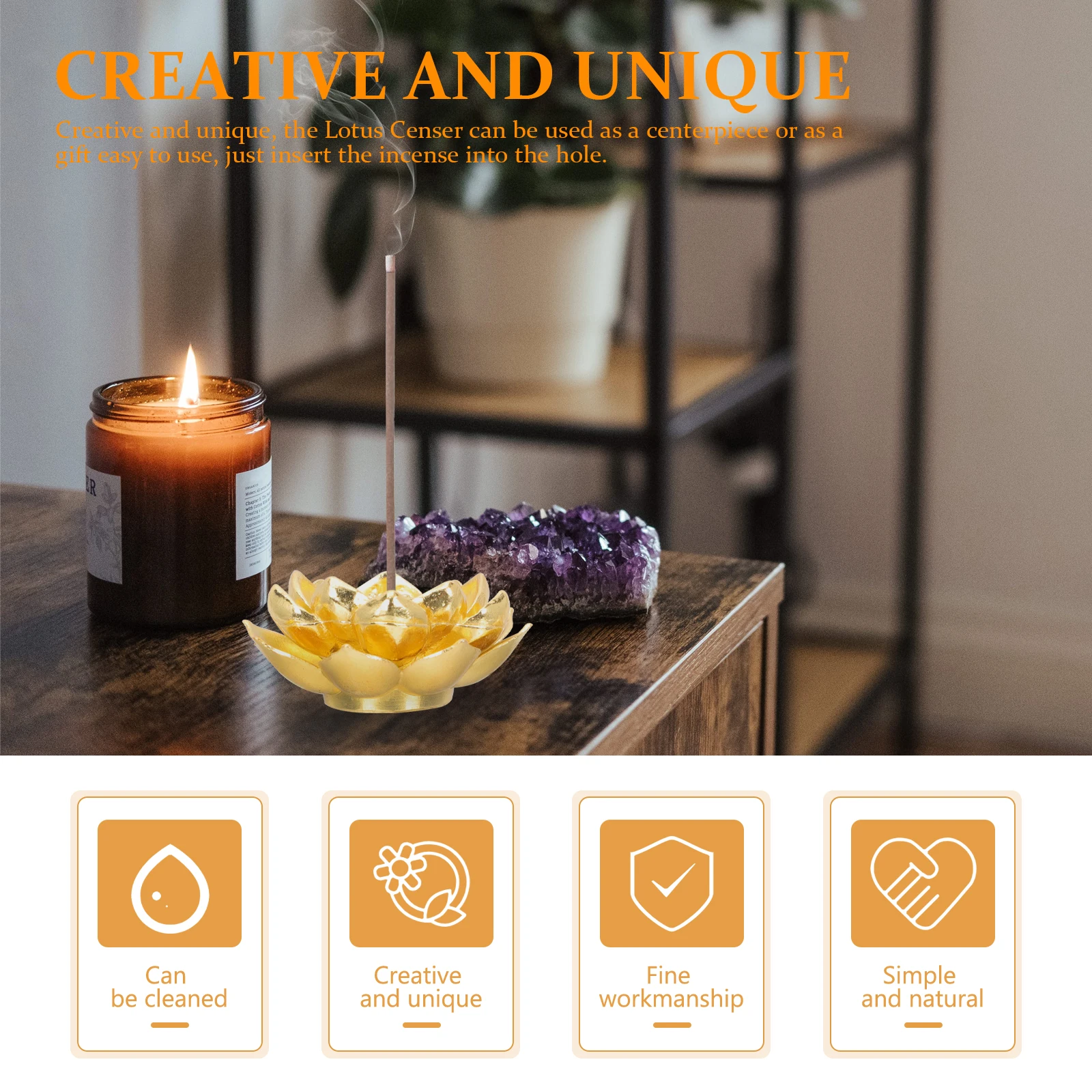 

4Pcs Lotus-Shaped Incense Stick Holder Decorative Copper Burner for Home Meditation Office Yoga Room Incense Stick Stand