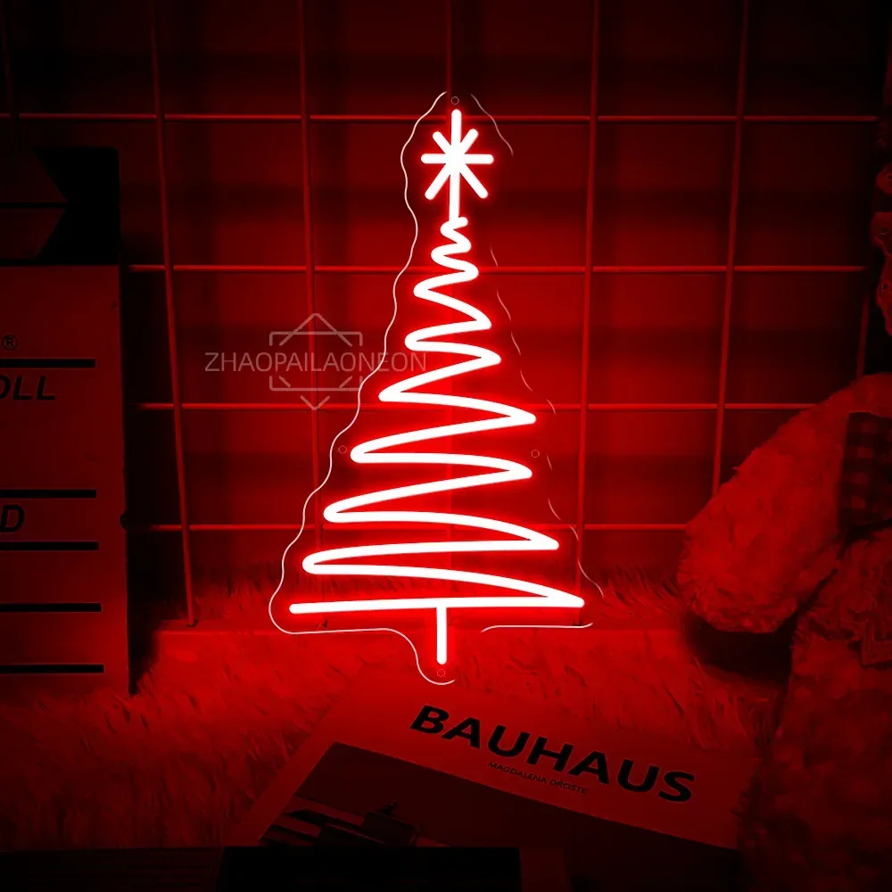 Merry Christmas Neon Signs USB Powerd Christmas Tree LED Neon Light  Christmas Decoration Room Bedroom Decor Party LED Sign