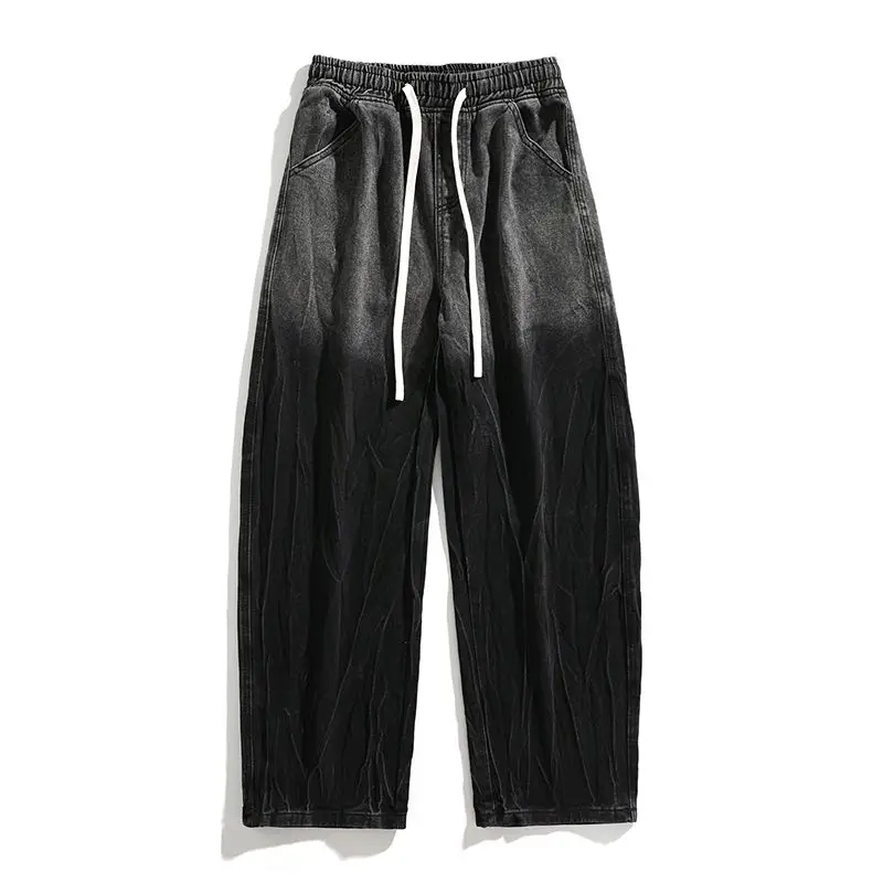 Men's Plus Size Jeans Spring And Autumn Straight Leg Wide Leg Jeans Gradient Color Loose Straight Leg Casual High Street Pants